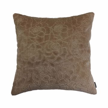 Velvet cushion ALAIA, rose pattern, pink, 18"x18"/45x45cm