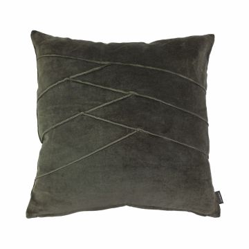 Cuddly velvet cushion NOELANI, diagonal decorative stitching, brown, 18"x18"/45x45cm