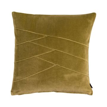 Cuddly velvet cushion NOELANI, diagonal decorative stitching, yellow-green, 18"x18"/45x45cm
