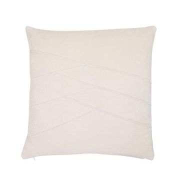 Cuddly velvet cushion NOELANI, diagonal decorative stitching, cream, 18"x18"/45x45cm