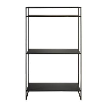 QUIANA industrial metal shelving unit, 3 shelves, black, 120x40x200cm