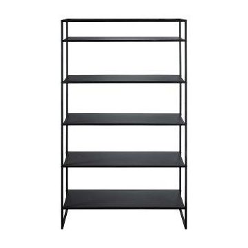 Industrial metal shelving unit QUIANA, 5 shelves, black, 120x40x200cm