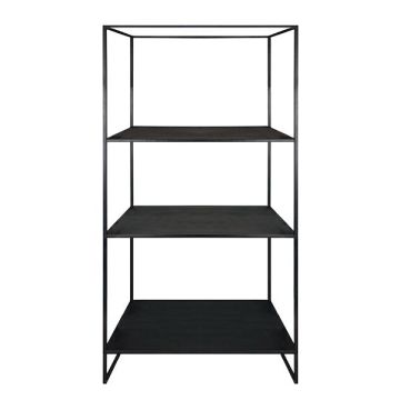 QUIANA industrial metal shelving unit, 3 shelves, black, 100x100x200cm