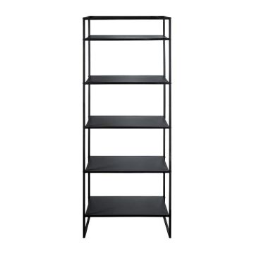 QUIANA industrial metal shelving unit, 5 shelves, black, 80x40x200cm