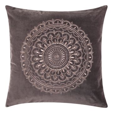 Decorative cushion NIKARA, light grey, mandala pattern, 24"x24"/60x60cm Decorative cushion NIKARA, light grey, mandala pattern, 24"x24"/60x60cm