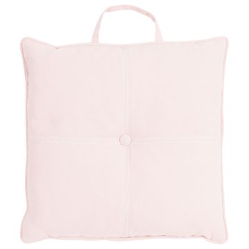 Couch cushion VALENDA, light pink, with buttons and handle, 16"x16"/40x40cm