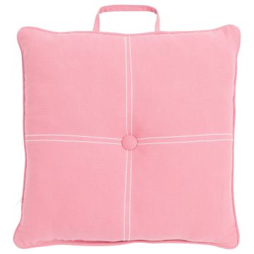 Seat cushion VALENDA, pink, with button and handle, 16"x16"/40x40cm