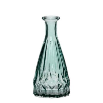 Glass bottle vase THIFFANY, ribbed, turquoise-transparent, 5.7"/14.5cm, Ø2.8"/7cm Glass bottle vase THIFFANY, ribbed, turquoise-transparent, 5.7"/14.5cm, Ø2.8"/7cm