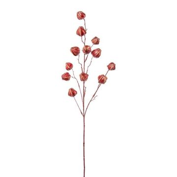 False branch Physalis FRILTE with fruits, metallic red, 3ft/90cm