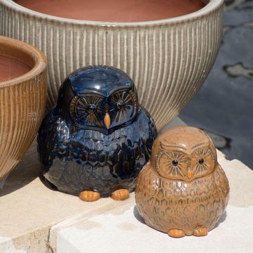 Ceramic owl figurine ELYRIA, dark blue, 8"x8"x8"/21x20x20cm Ceramic owl figurine ELYRIA, dark blue, 8"x8"x8"/21x20x20cm