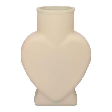 FILIPA heart-shaped glass decorative vase, with base, matt sand, 15.5 x 8 x 22 cm FILIPA heart-shaped glass decorative vase, with base, matt sand, 15.5 x 8 x 22 cm