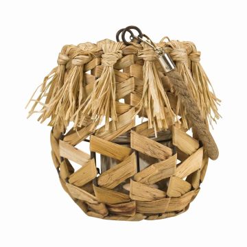 NATASCIA natural fibre lantern, water hyacinth, handle, glass insert, brown, 18 cm, Ø14 cm NATASCIA natural fibre lantern, water hyacinth, handle, glass insert, brown, 18 cm, Ø14 cm