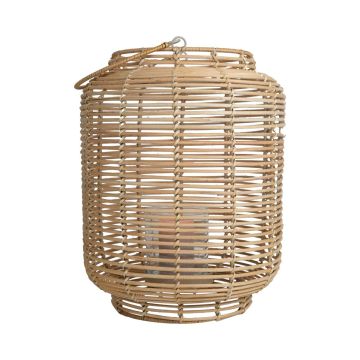 AMBROSIA natural fibre lantern made of rattan, handle, glass insert, beige, 52cm, Ø28cm AMBROSIA natural fibre lantern made of rattan, handle, glass insert, beige, 52cm, Ø28cm
