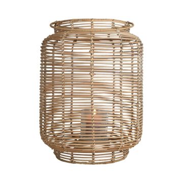 AMBROSIA natural fibre lantern made of rattan, handle, glass insert, beige, 60cm, Ø32cm AMBROSIA natural fibre lantern made of rattan, handle, glass insert, beige, 60cm, Ø32cm
