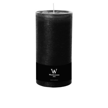 Block candle AURORA, black, 7.5"/19cm, Ø3.9"/10cm, 155h - Made in Germany Block candle AURORA, black, 7.5"/19cm, Ø3.9"/10cm, 155h - Made in Germany