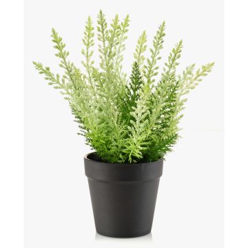 Faux heather ELSAWO in decorative pot, crossdoor, white-green, 12"/30cm
