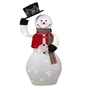 COLWOOD decorative snowman figure with moving parts, LEDs, white-red-black, 45cm