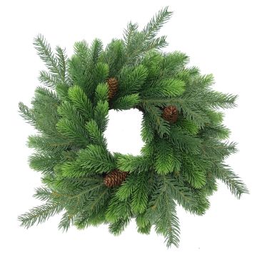 WYOMING plastic fir wreath with pine cones, Ø45cm WYOMING plastic fir wreath with pine cones, Ø45cm