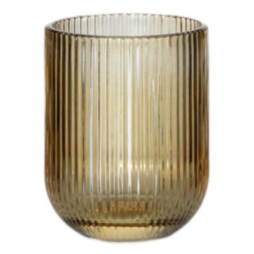 GENOVEFA water glass with grooves, amber-clear, 9.5 cm, Ø 7.5 cm GENOVEFA water glass with grooves, amber-clear, 9.5 cm, Ø 7.5 cm