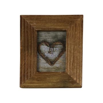 SIGGE mango wood picture frame with grooves, brown, 24x19x2cm