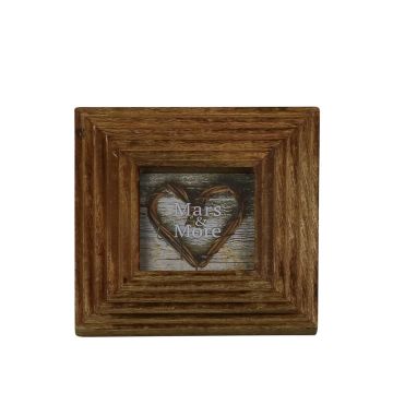 SIGGE mango wood picture frame with grooves, brown, 19 x 19 x 2 cm