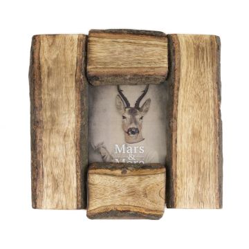 Mango wood picture frame HENDRIKJE, tree-trunk look, brown, 22 x 22 x 3.5 cm
