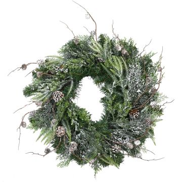 STOCKTON plastic fir wreath, green, snow-covered, Ø60cm STOCKTON plastic fir wreath, green, snow-covered, Ø60cm