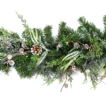STOCKTON artificial fir garland, green, snow-covered, LEDs, 180 cm, Ø35 cm STOCKTON artificial fir garland, green, snow-covered, LEDs, 180 cm, Ø35 cm