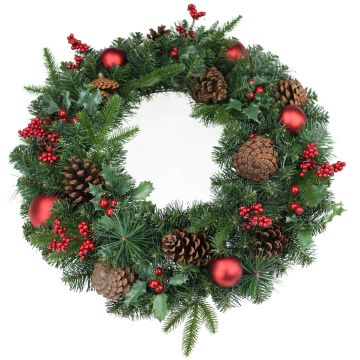 Plastic winter wreath VISALIA, green, with fruit, Ø24"/60cm Plastic winter wreath VISALIA, green, with fruit, Ø24"/60cm