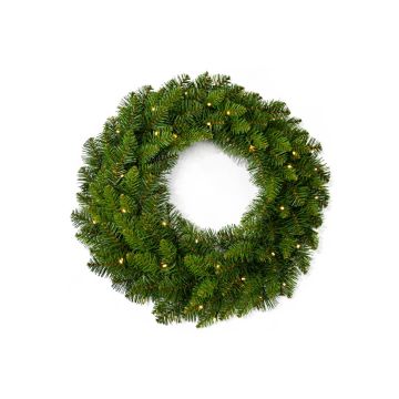 OXNARD plastic fir wreath, green, LEDs, Ø60cm OXNARD plastic fir wreath, green, LEDs, Ø60cm