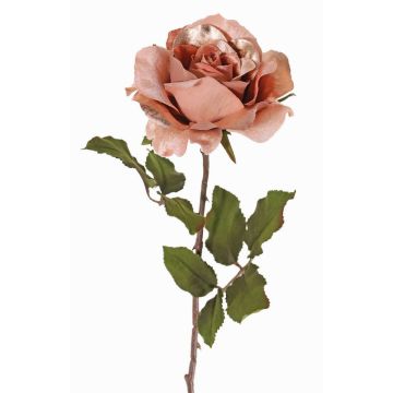 Velvet artificial rose SINDALA, rosé, 24"/60cm, Ø4.7"/12cm