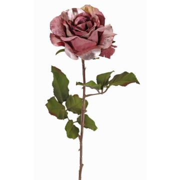 Velvet artificial rose SINDALA, dusky purple, antique purple, 24"/60cm, Ø4.7"/12cm Velvet artificial rose SINDALA, dusky purple, antique purple, 24"/60cm, Ø4.7"/12cm