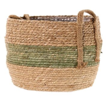 UPALI wicker flower pot, braided seagrass, 2 carrying handles, beige-green, 26cm, Ø33cm UPALI wicker flower pot, braided seagrass, 2 carrying handles, beige-green, 26cm, Ø33cm