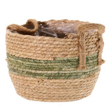 UPALI wicker plant pot, braided seagrass, 2 carrying handles, beige-green, 22cm, Ø30cm UPALI wicker plant pot, braided seagrass, 2 carrying handles, beige-green, 22cm, Ø30cm