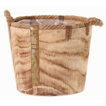 Wooden plant pot DABIH with rope handles, brown, 9"/24cm, Ø11"/29cm Wooden plant pot DABIH with rope handles, brown, 9"/24cm, Ø11"/29cm