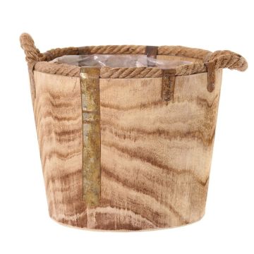 DABIH wooden plant pot with rope handles, brown, 24 cm, Ø29 cm DABIH wooden plant pot with rope handles, brown, 24 cm, Ø29 cm