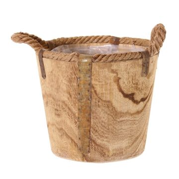DABIH wooden plant pot with rope handles, brown, 22cm, Ø24cm DABIH wooden plant pot with rope handles, brown, 22cm, Ø24cm