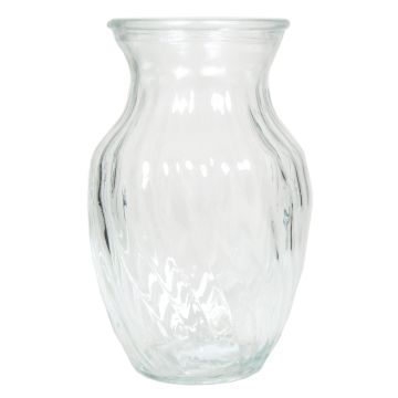 Glass vase CATLYN with twisted grooves, transparent, 8"/20 cm, Ø 5"/13 cm