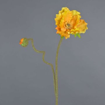 Artificial poppy HASNA, yellow-orange, 75 cm, Ø 11 cm