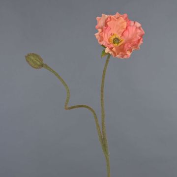 Artificial poppy HASNA, peach, 75 cm, Ø11 cm