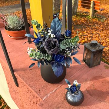 Midnight Bloom bridal bouquet & boutonniere – customer request from Julie Fleur