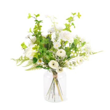 Decorative winter bouquet GWENDA, white-green, 24"/60cm, Ø18"/45cm