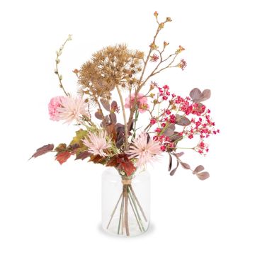 Decorative autumn bouquet PHILLIS, pink-fuchsia-brown, 26"/65cm, Ø16"/40cm