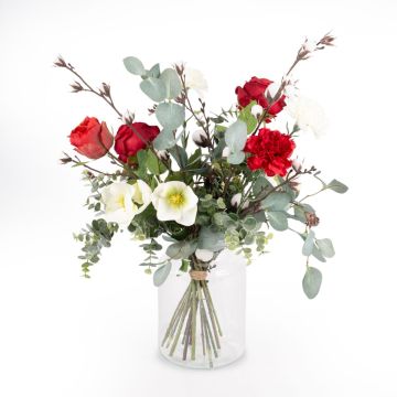 Decorative winter bouquet FUYUMI, red-white, 24"/60cm, Ø16"/40cm