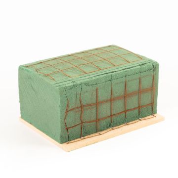 ®mosy Ökodur Floral foam holder for funeral flowers VESDO with wire grid, grip edge, natural wood base, green, 7"x4.3"x3.3"/17x11x8,5cm