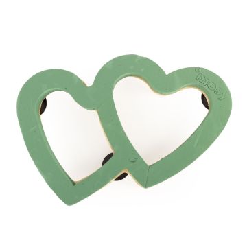 ®mosy Ökodur floral foam car double hearts SKENADA, wedding decoration, with suction cup, natural wood base, green, 17"x23"x2"/43x58x5cm ®mosy Ökodur floral foam car double hearts SKENADA, wedding decoration, with suction cup, natural wood base, green, 17"x23"x2"/43x58x5cm