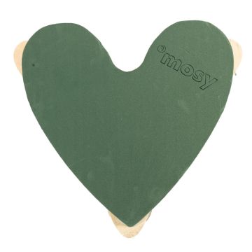 ®mosy Ökodur floral foam car heart MURIANDA, wedding decoration, with suction cup, natural wood base, green, 36x37x5cm