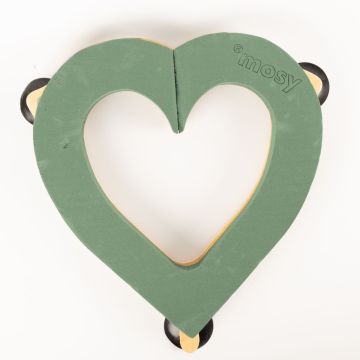 ®mosy Ökodur floral foam car heart ELLARIA, wedding decoration, with suction cup, natural wood base, green, 45x48x5cm