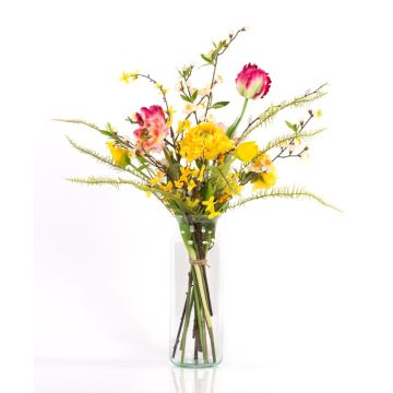 Decorative spring bouquet PRIMAVERA, yellow-pink-white, 30"/75cm, Ø 18"/45cm