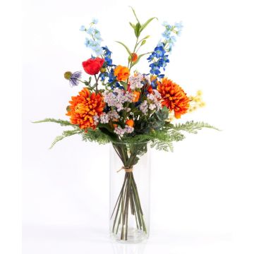 Decorative summer bouquet LOLANA, delphinium, orange-blue, 28"/70 cm, Ø20"/50 cm